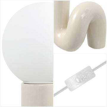 Katya 18" Scandinavian Minimalist Ceramic Spiral Tube LED Table Lamp - JONATHAN Y